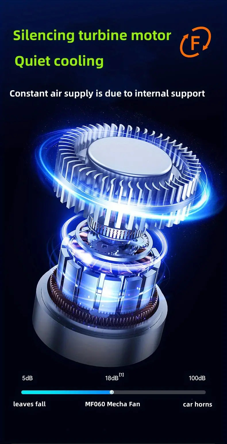 Portable Neck Fan, USB Rechargeable, 900 mAh, 3 Speeds